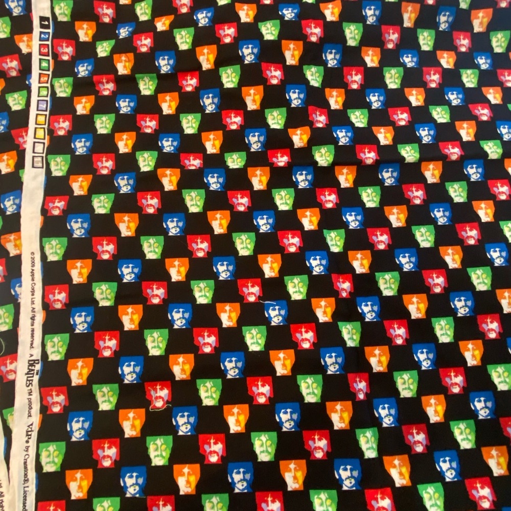 Colorful BEATLES Patterned Fabric - Picture 3 of 5